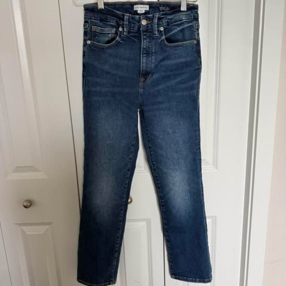 Good American Straight Leg Jeans - Dark Wash Blue